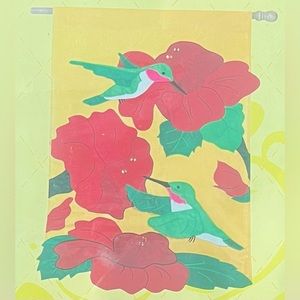 Evergreen summer floral hummingbird decorative appliqué outdoor flag NEW